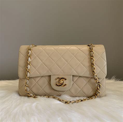 chanel mini gold beige|Small flap bag, Lambskin & gold.